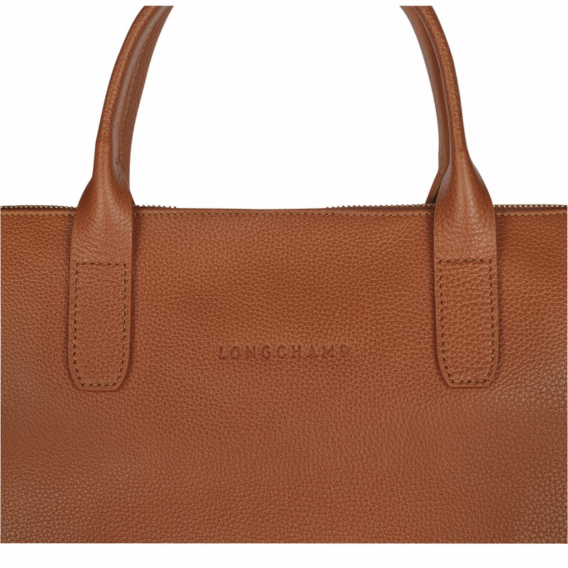 Longchamp Le FOULONNÉ S Briefcase - Leather Caramel USA | 20032021121