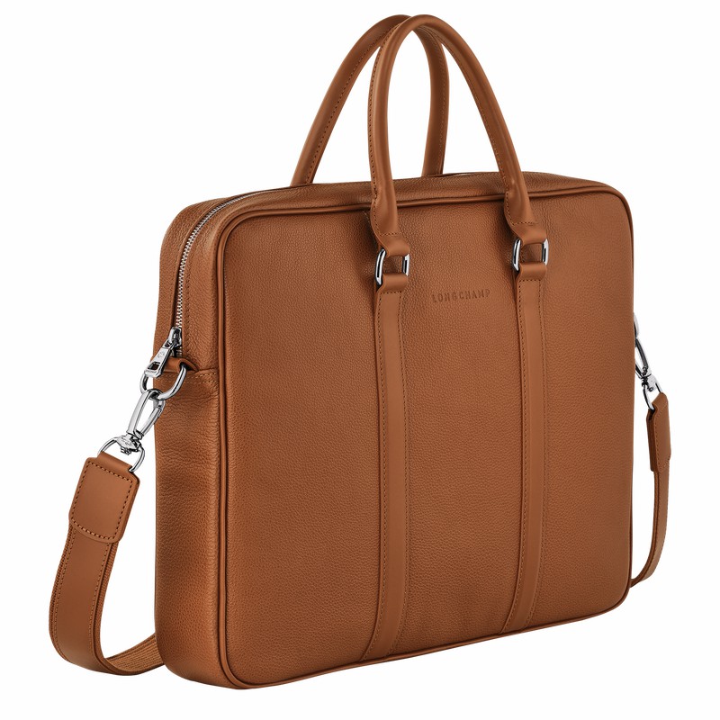 Longchamp Le FOULONNÉ S Briefcase - Leather Caramel USA | L2122021F72