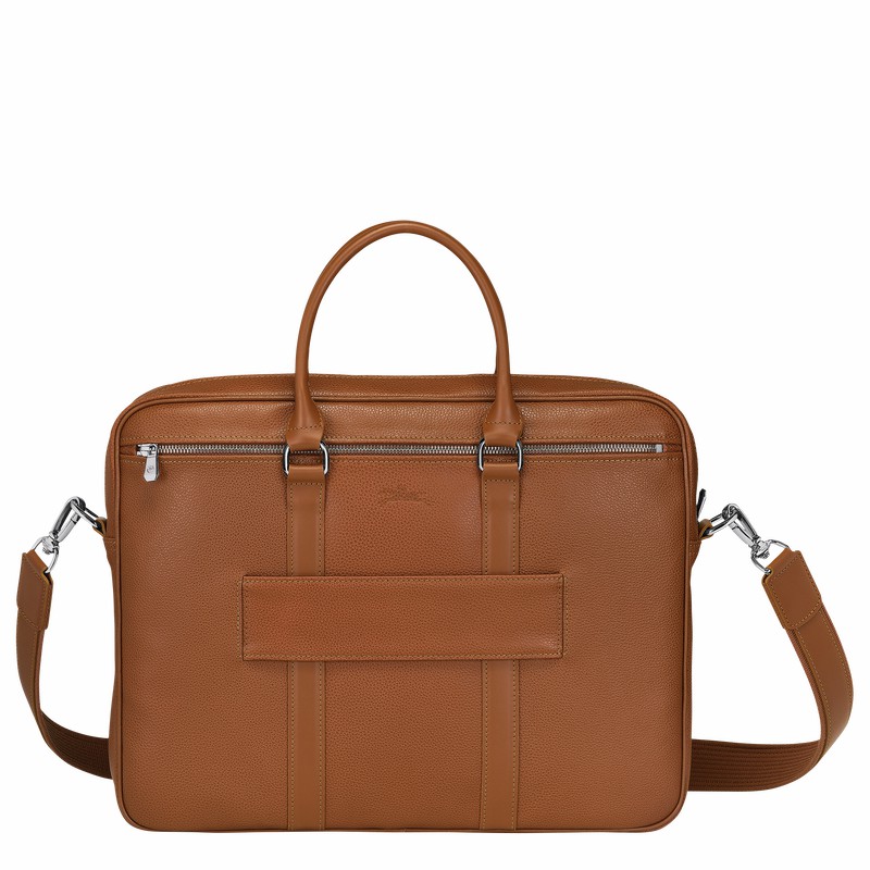 Longchamp Le FOULONNÉ S Briefcase - Leather Caramel USA | L2122021F72