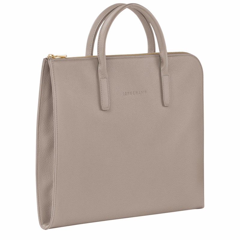 Longchamp Le FOULONNÉ S Briefcase - Leather Grey USA | L2115021P55