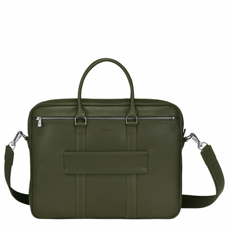 Longchamp Le FOULONNÉ S Briefcase - Leather Khaki USA | L2122021A23