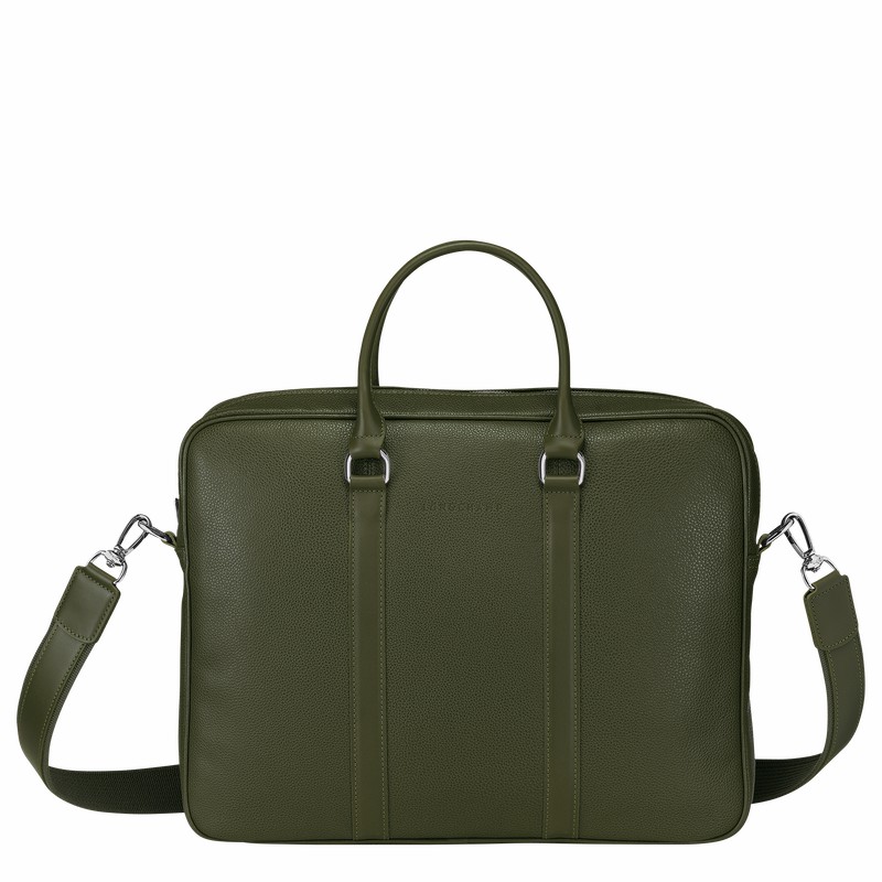 Longchamp Le FOULONNÉ S Briefcase - Leather Khaki USA | L2122021A23