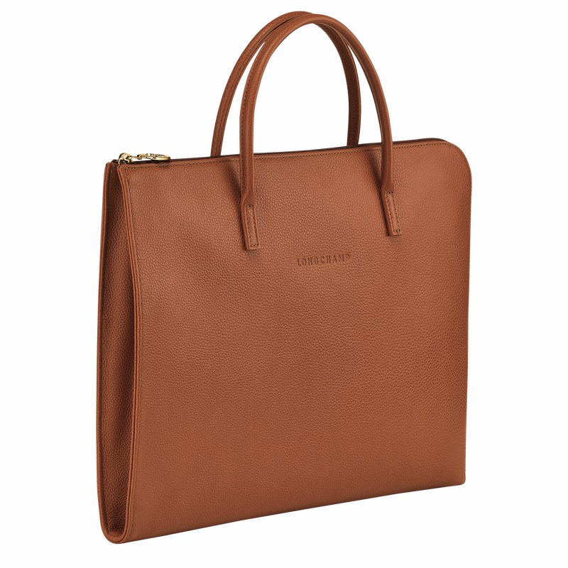 Longchamp Le FOULONNÉ S Briefcase - Leather Caramel USA | L2115021121