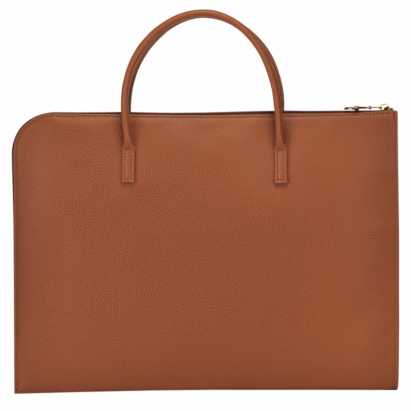 Longchamp Le FOULONNÉ S Briefcase - Leather Caramel USA | L2115021121