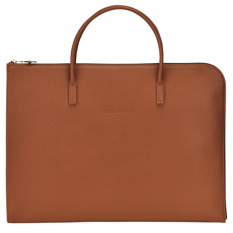 Longchamp Le FOULONNÉ S Briefcase - Leather Caramel USA | L2115021121