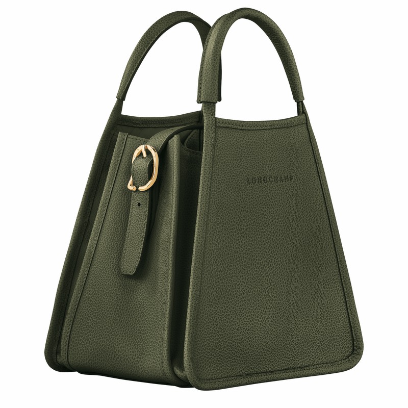 Longchamp Le FOULONNÉ S Handbag - Leather Khaki USA | 10233021892