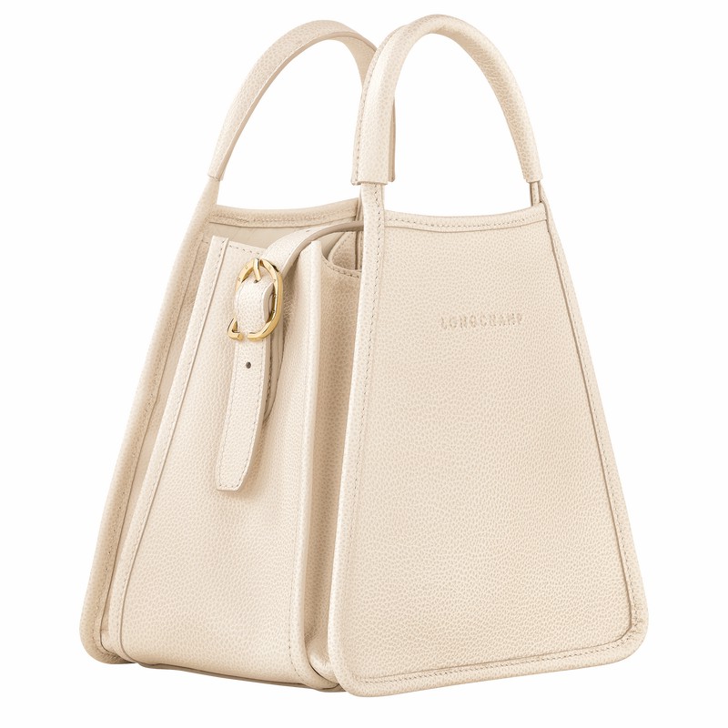 Longchamp Le FOULONNÉ S Handbag - Leather White USA | 10233021555