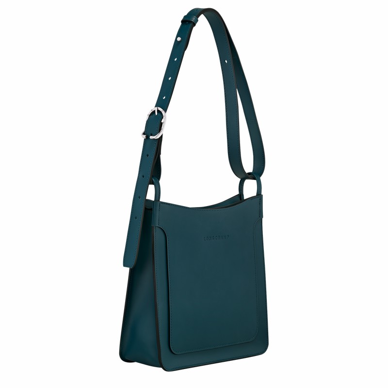 Longchamp Le FOULONNÉ S Hobo bag - Leather Blue USA | 10272HFI806