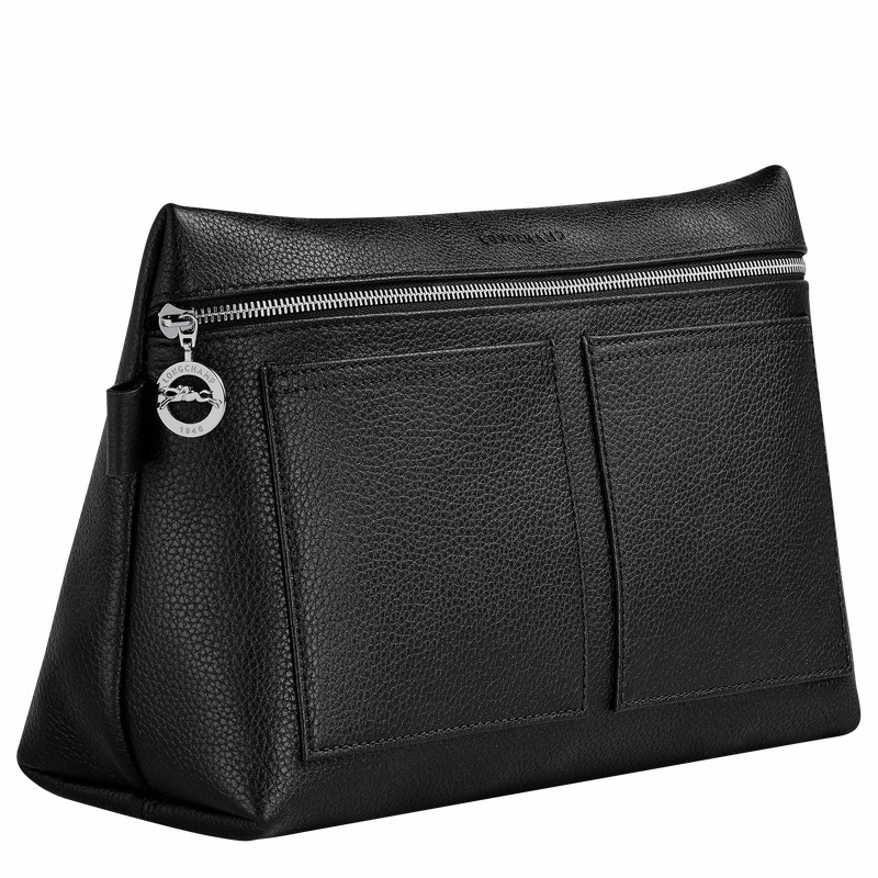 Longchamp Le FOULONNÉ Toiletry case - Leather Black USA | 24023021047-