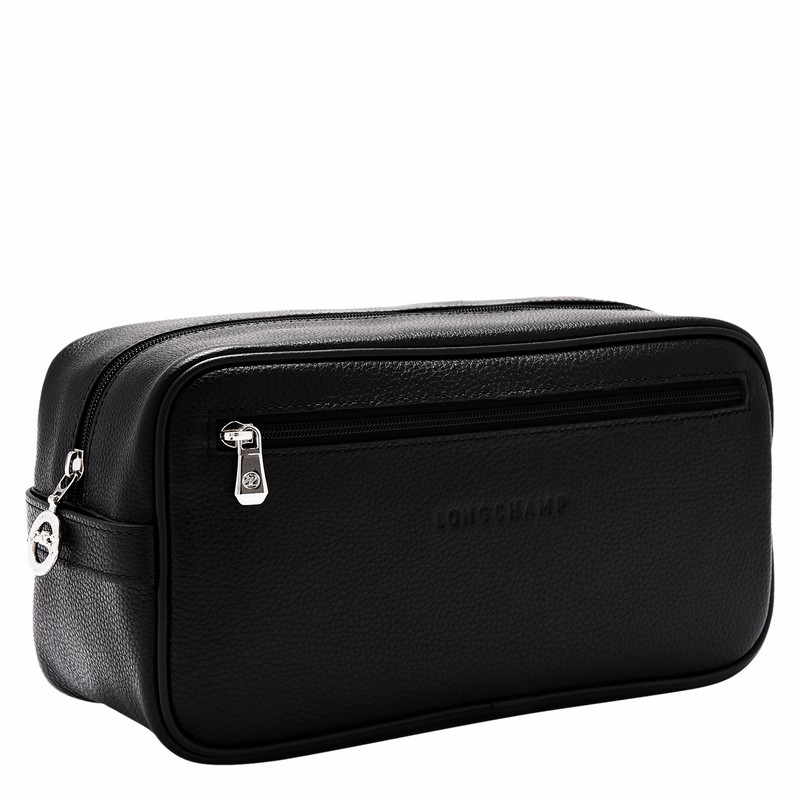 Longchamp Le FOULONNÉ Toiletry case - Leather Black USA | L1034021047-