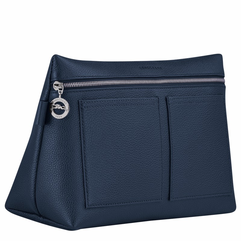 Longchamp Le FOULONNÉ Toiletry case - Leather Navy USA | 24023021556-