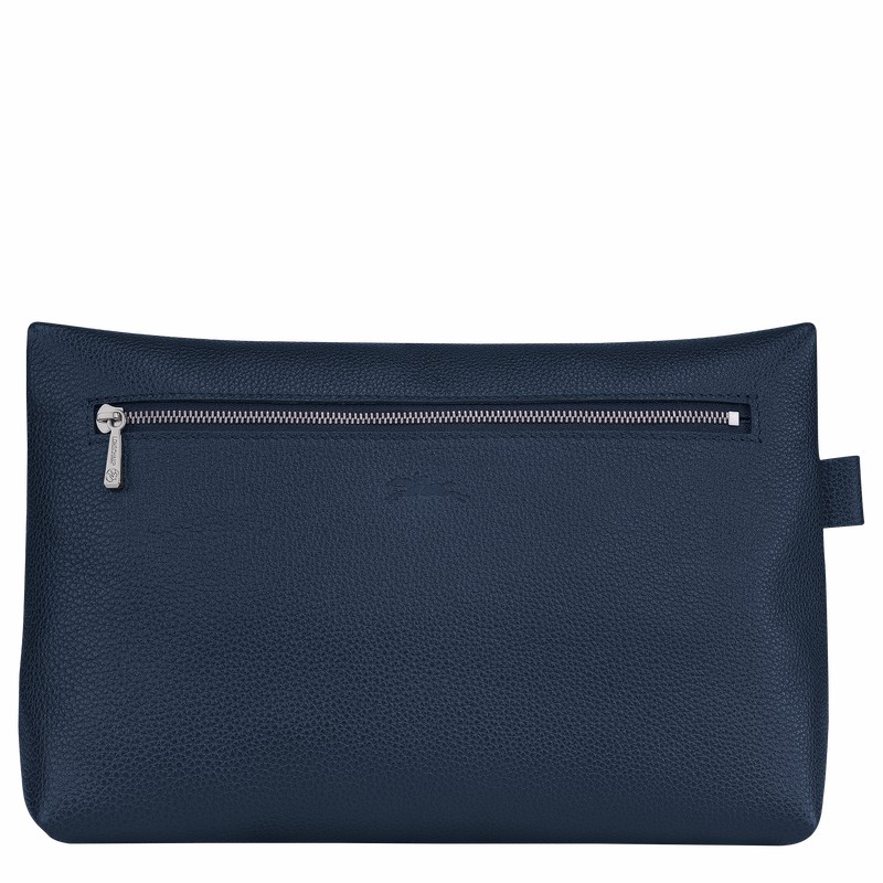 Longchamp Le FOULONNÉ Toiletry case - Leather Navy USA | 24023021556-