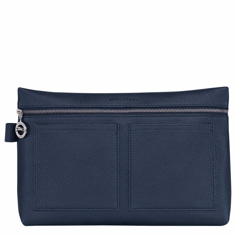 Longchamp Le FOULONNÉ Toiletry case - Leather Navy USA | 24023021556