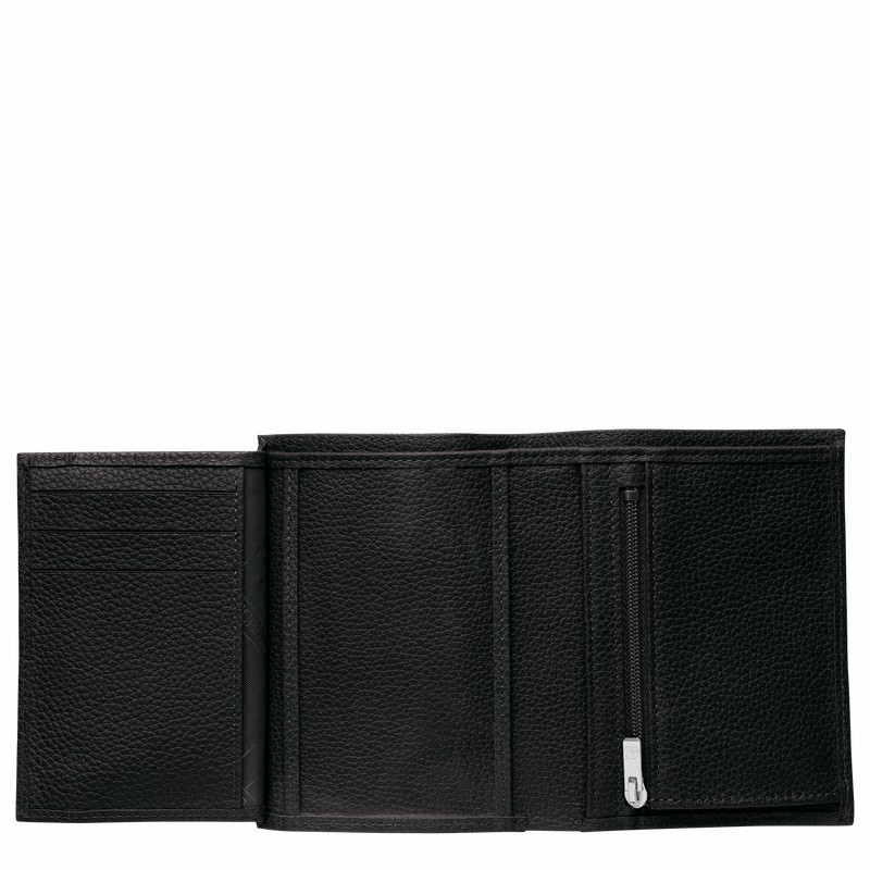 Longchamp Le FOULONNÉ Wallet - Leather Black USA | L3528021047-