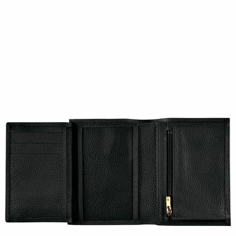 Longchamp Le FOULONNÉ Wallet - Leather Black USA | L3528021047-