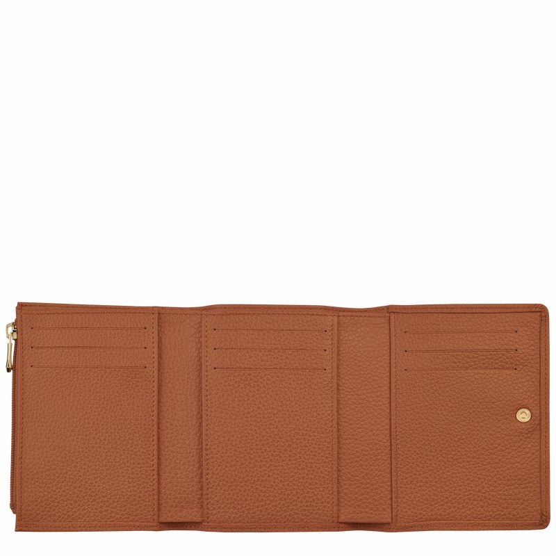 Longchamp Le FOULONNÉ Wallet - Leather Caramel USA | 30021021121-