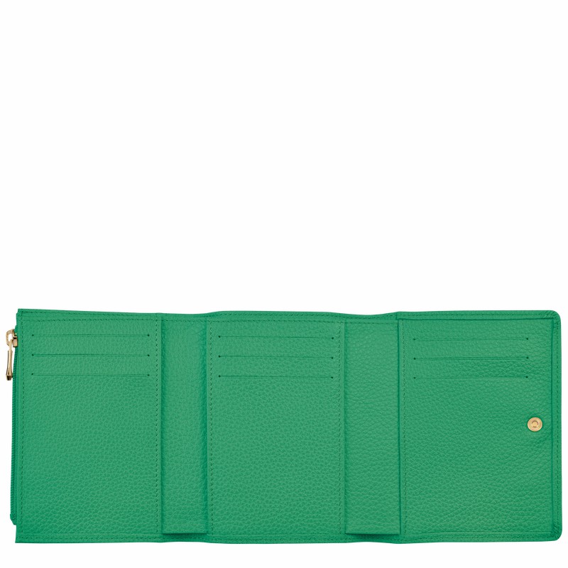 Longchamp Le FOULONNÉ Wallet - Leather Green USA | 30021021129-