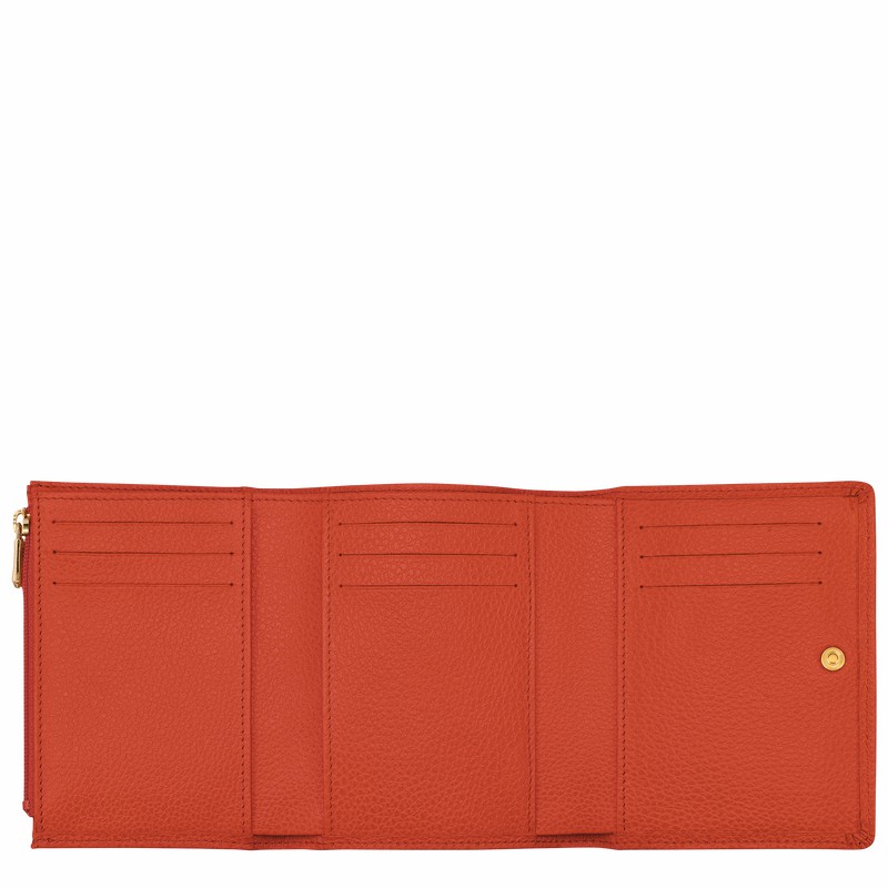 Longchamp Le FOULONNÉ Wallet - Leather Orange USA | 30021021685-