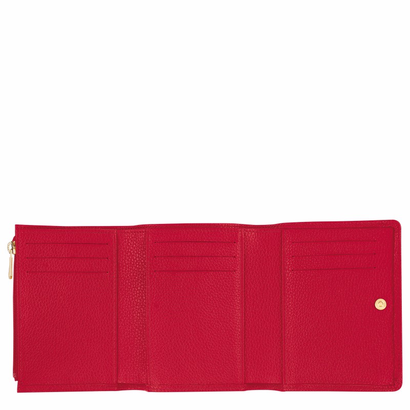 Longchamp Le FOULONNÉ Wallet - Leather Red USA | 30021021C39