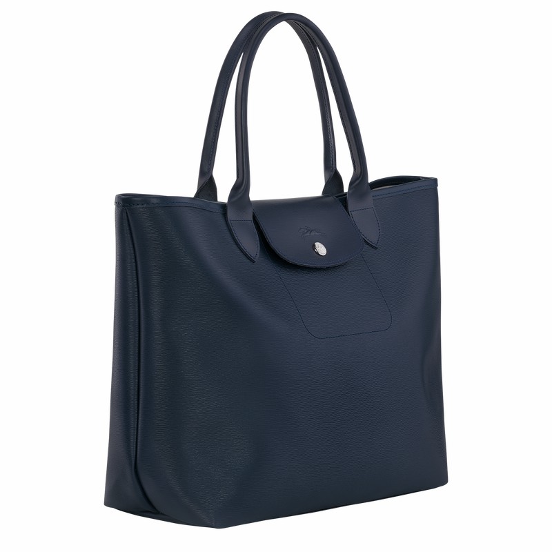 Longchamp Le Pliage City L Tote bag - Canvas Navy USA | 10182HYQ556