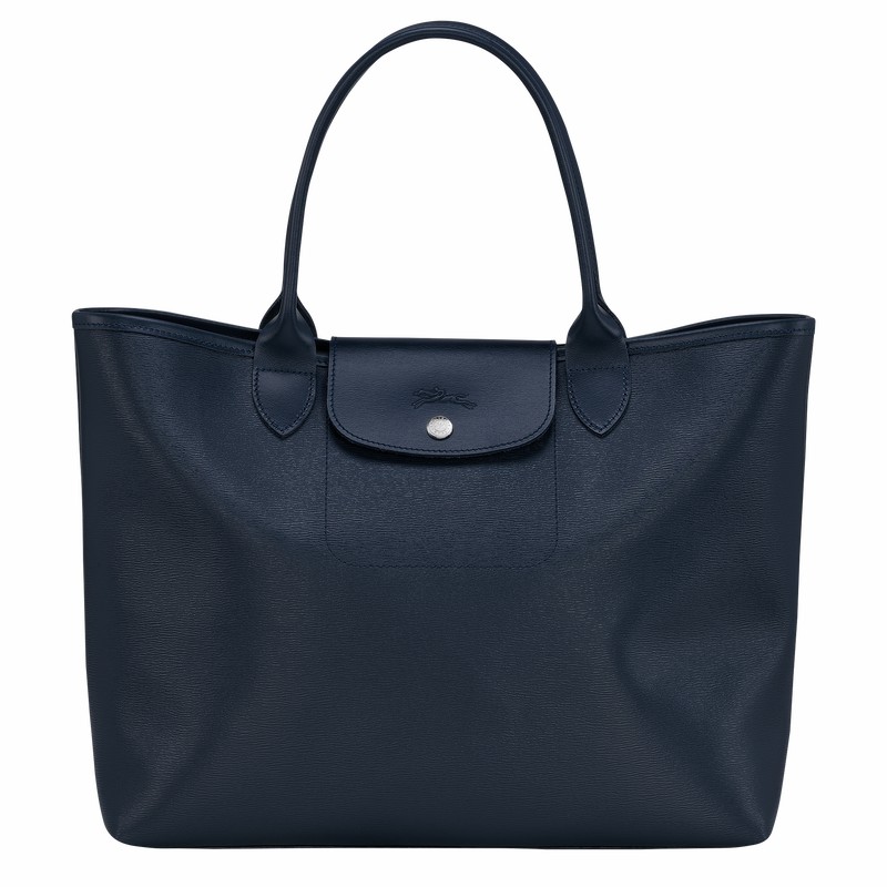 Longchamp Le Pliage City L Tote bag - Canvas Navy USA | 10182HYQ556