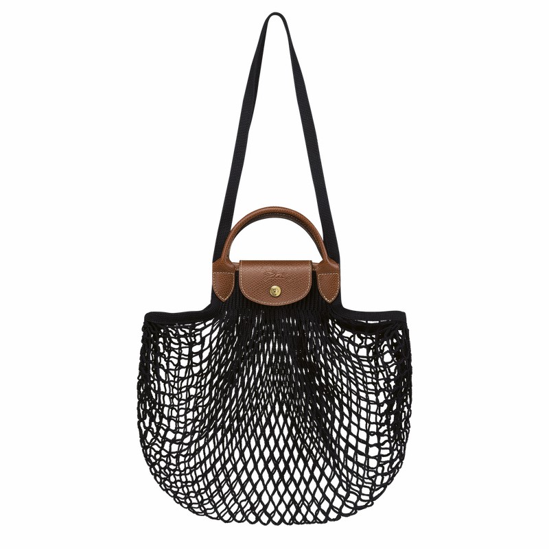 Longchamp Le Pliage Filet L Mesh bag - Canvas Black USA | 10121HVH001