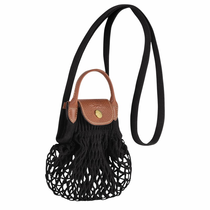 Longchamp Le Pliage Filet XS Mesh bag - Canvas Black USA | 10139HVH001