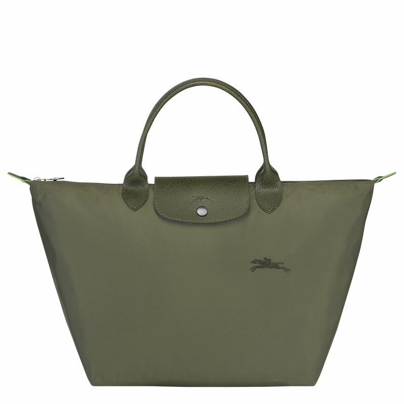 Longchamp Le Pliage Green M Handbag - Recycled canvas Green USA | L1623919479