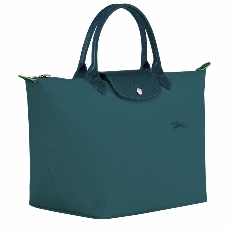 Longchamp Le Pliage Green M Handbag - Recycled canvas Peacock USA | L1623919P89