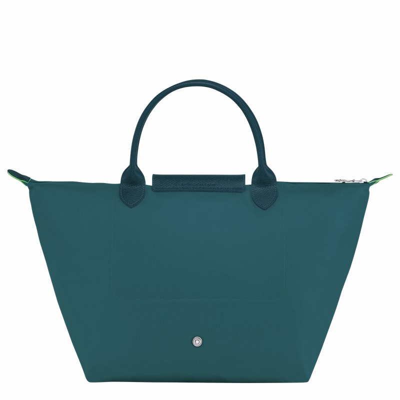 Longchamp Le Pliage Green M Handbag - Recycled canvas Peacock USA | L1623919P89