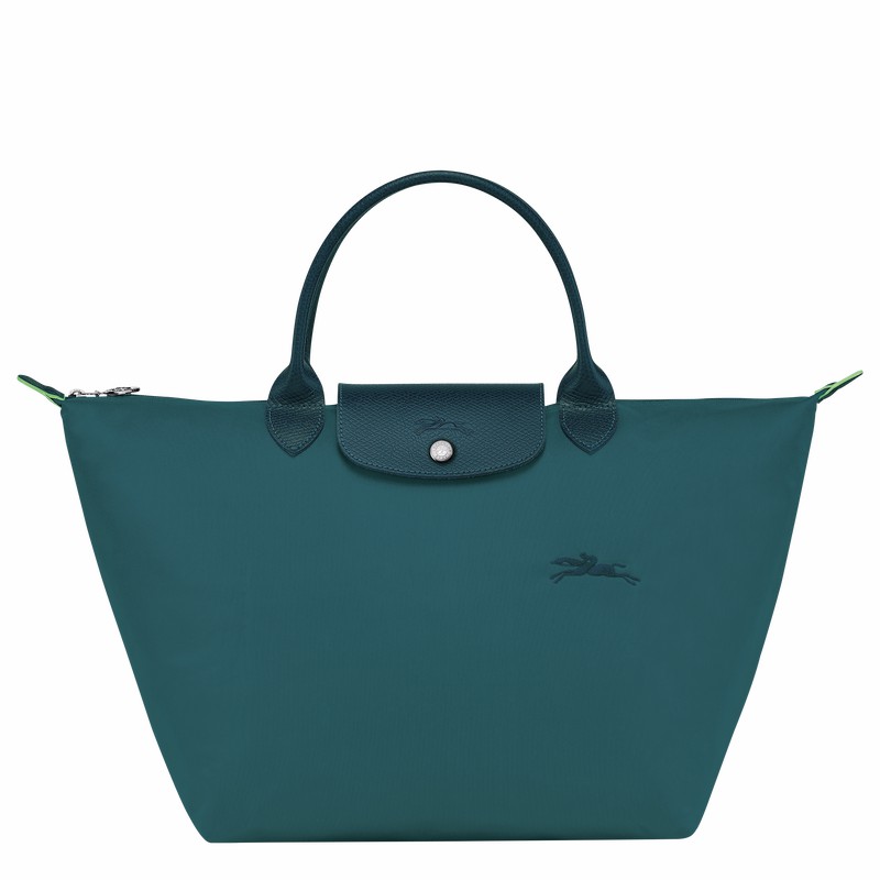 Longchamp Le Pliage Green M Handbag - Recycled canvas Peacock USA | L1623919P89