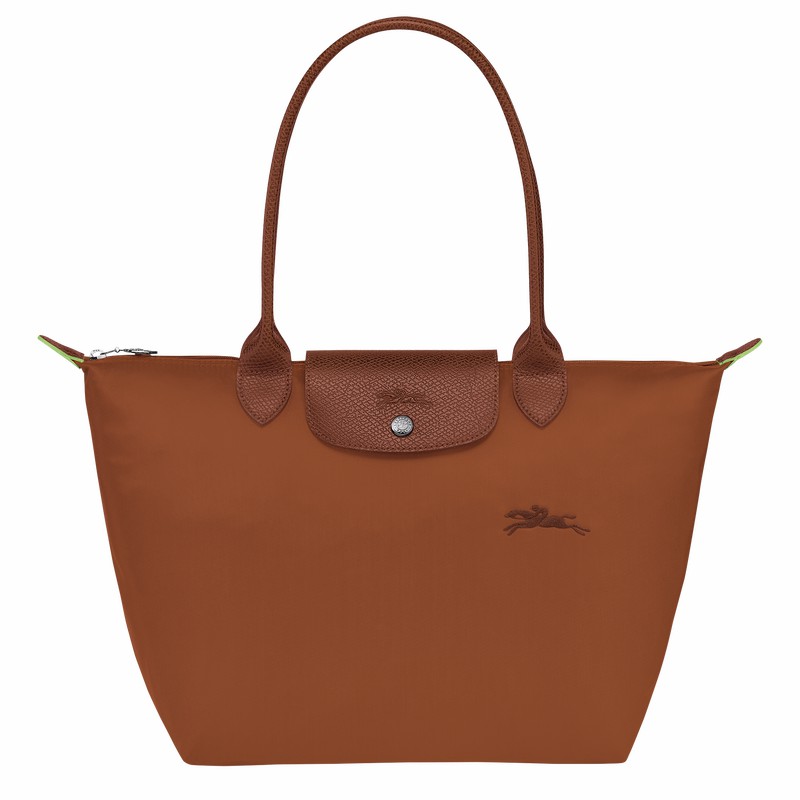 Longchamp Le Pliage Green M Tote bag - Recycled canvas Brown USA | L2605919504