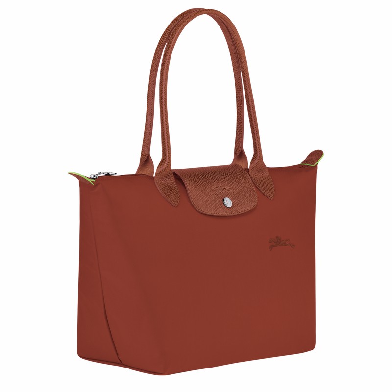 Longchamp Le Pliage Green M Tote bag - Recycled canvas Brown USA | L2605919404