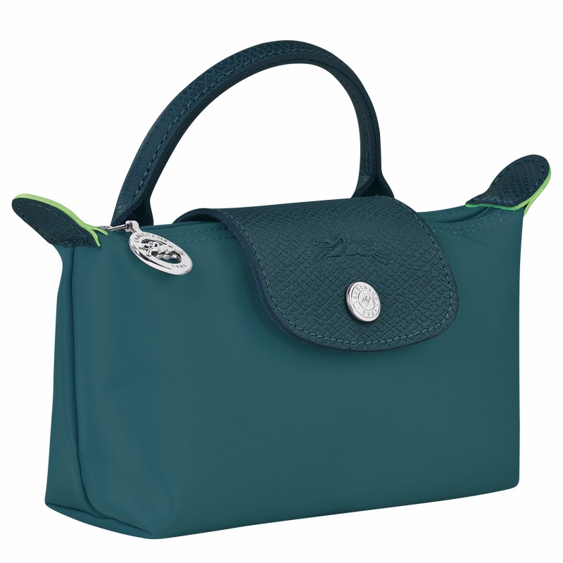 Longchamp Le Pliage Green Pouch with handle - Recycled canvas Peacock USA | 34175919P89-