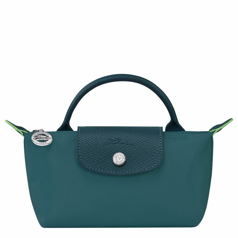 Longchamp Le Pliage Green Pouch with handle - Recycled canvas Peacock USA | 34175919P89-