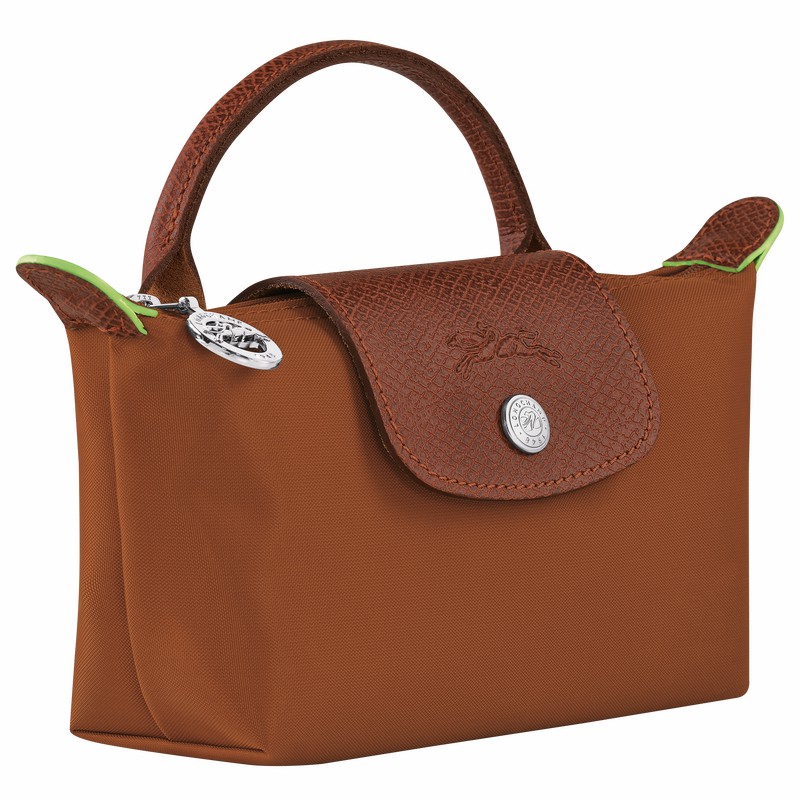 Longchamp Le Pliage Green Pouch with handle - Recycled canvas Brown USA | 34175919504-