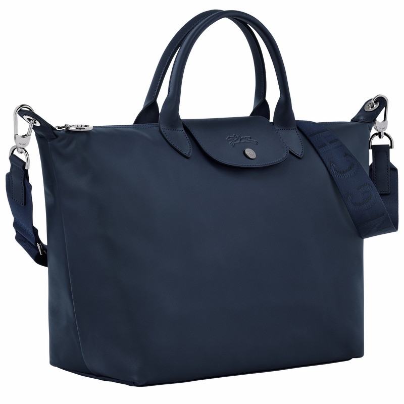 Longchamp Le Pliage Xtra L Handbag - Leather Navy USA | 10201987556