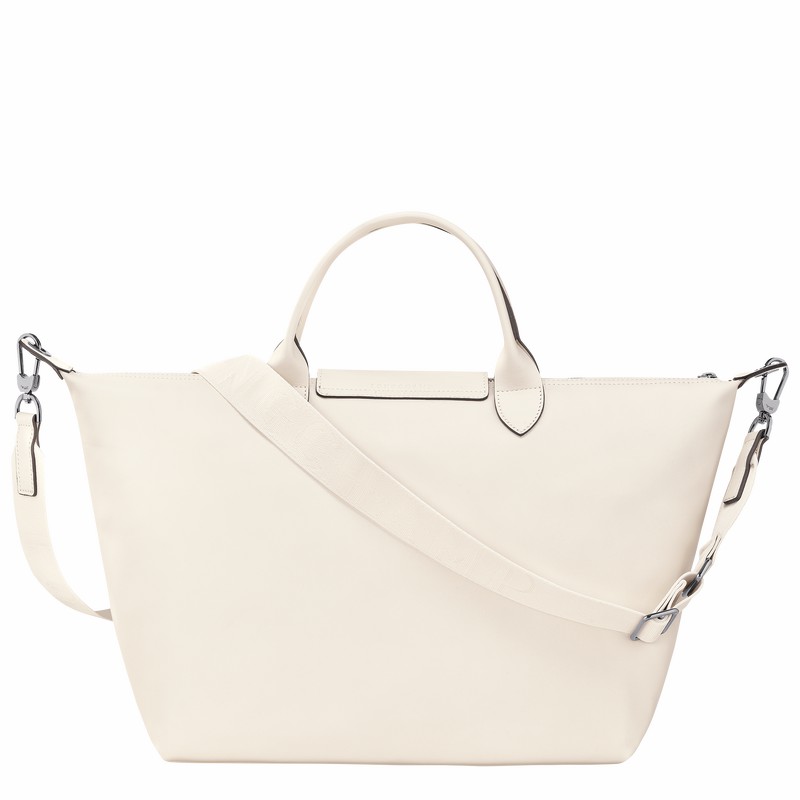 Longchamp Le Pliage Xtra L Handbag - Leather White USA | 10201987037