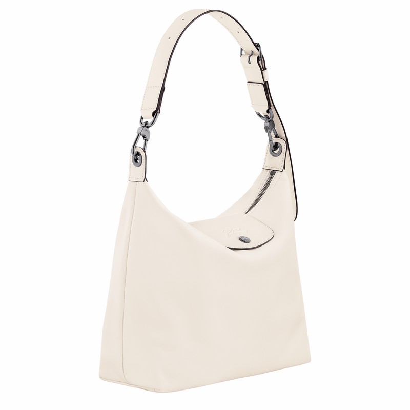 Longchamp Le Pliage Xtra M Hobo bag - Leather White USA | 10189987037