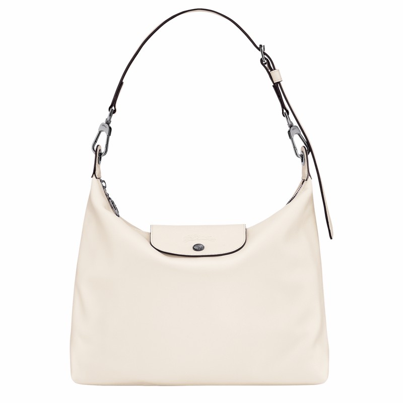 Longchamp Le Pliage Xtra M Hobo bag - Leather White USA | 10189987037