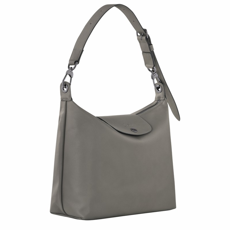 Longchamp Le Pliage Xtra M Hobo bag - Leather Grey USA | 10189987P55