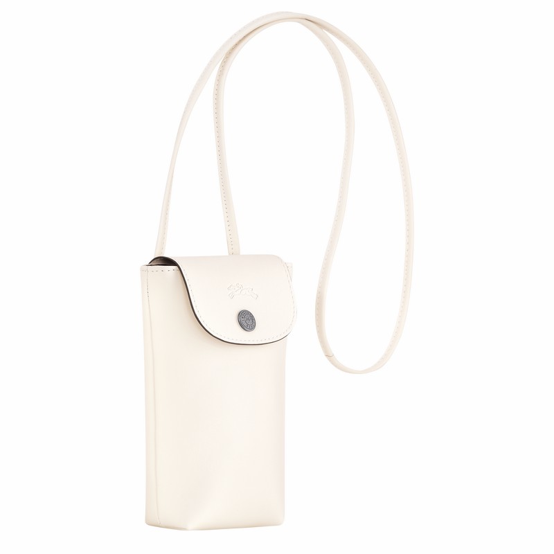 Longchamp Le Pliage Xtra Phone case with leather lace - Leather White USA | 34178987037-