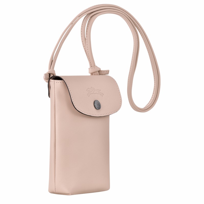 Longchamp Le Pliage Xtra Phone case with leather lace - Leather Beige USA | 34178987542