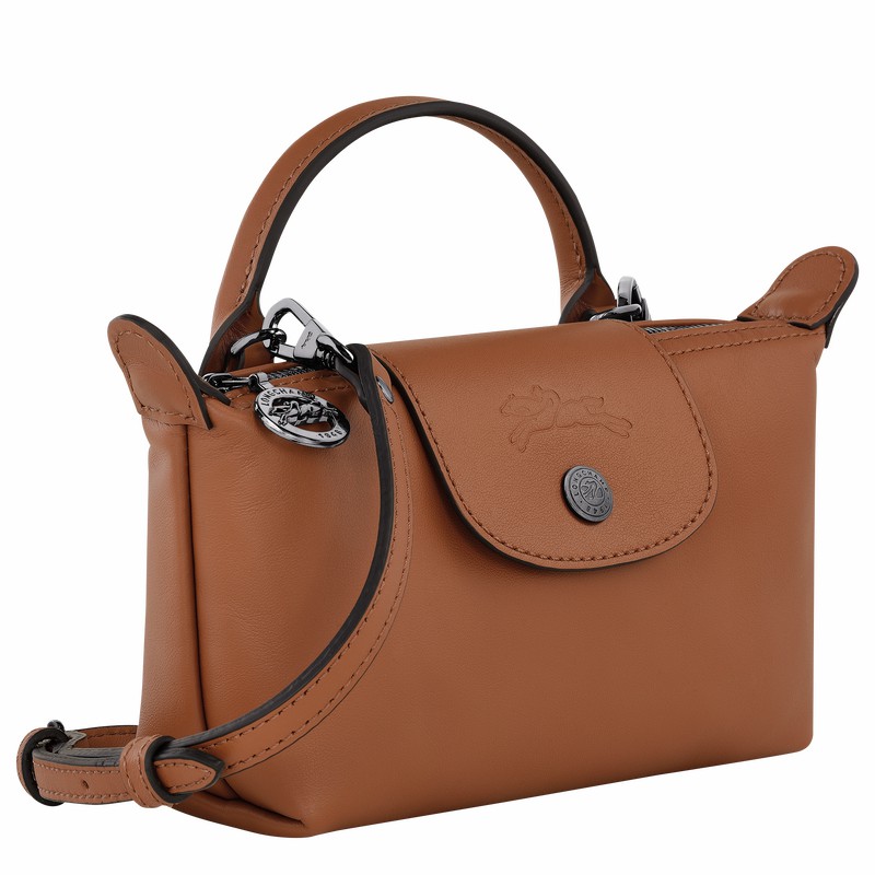 Longchamp Le Pliage Xtra XS Pouch - Leather Brown USA | 34205987504