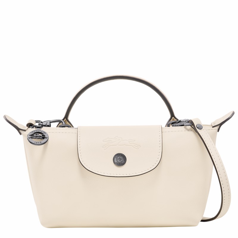 Longchamp Le Pliage Xtra XS Pouch - Leather White USA | 34205987037