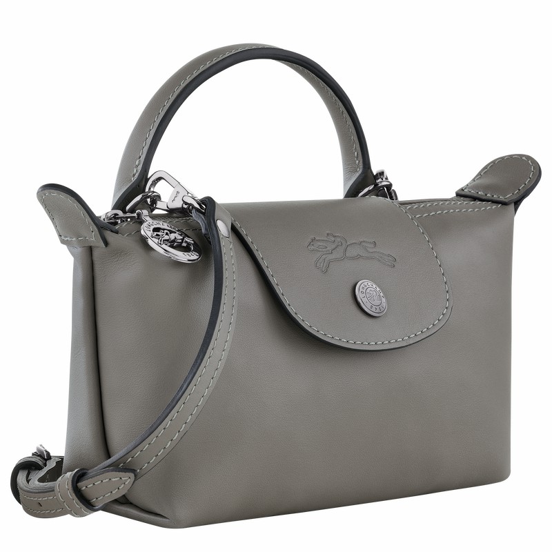 Longchamp Le Pliage Xtra XS Pouch - Leather Grey USA | 34205987P55