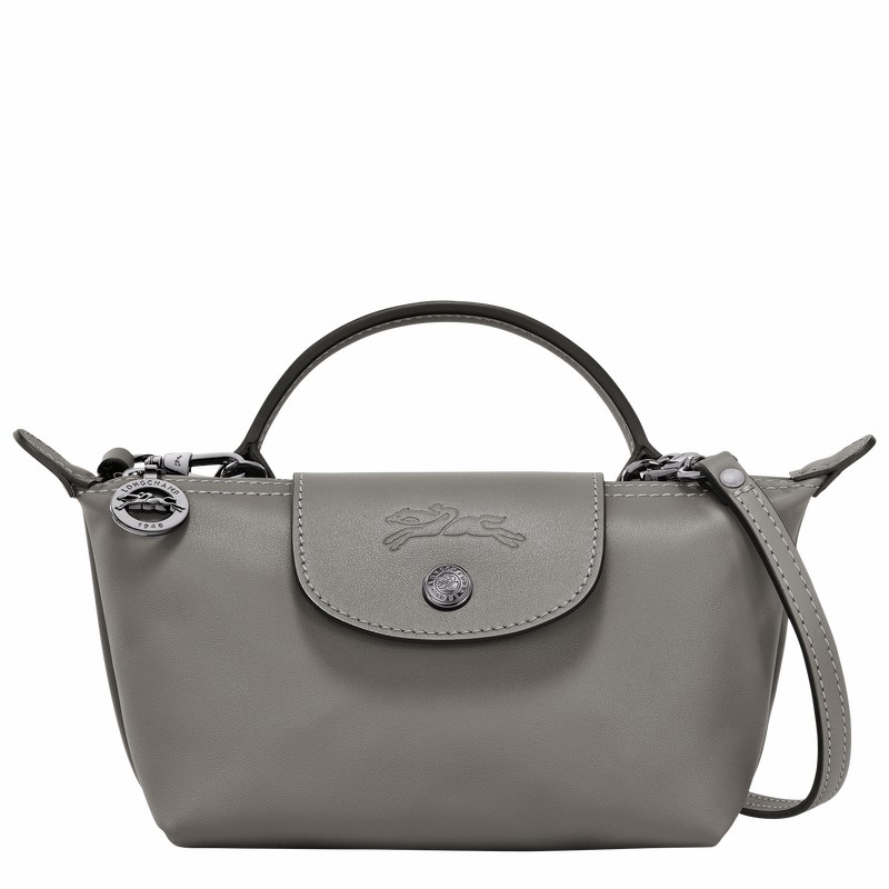 Longchamp Le Pliage Xtra XS Pouch - Leather Grey USA | 34205987P55