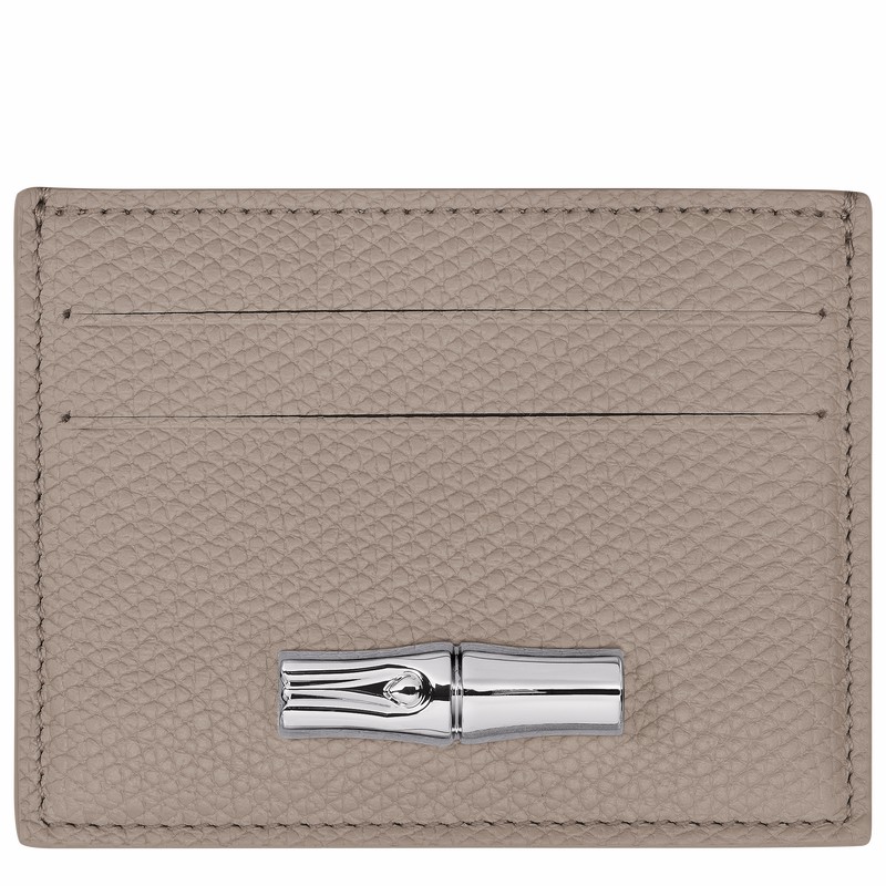 Longchamp Le Roseau Card holder - Leather Grey USA | L3218HFP266