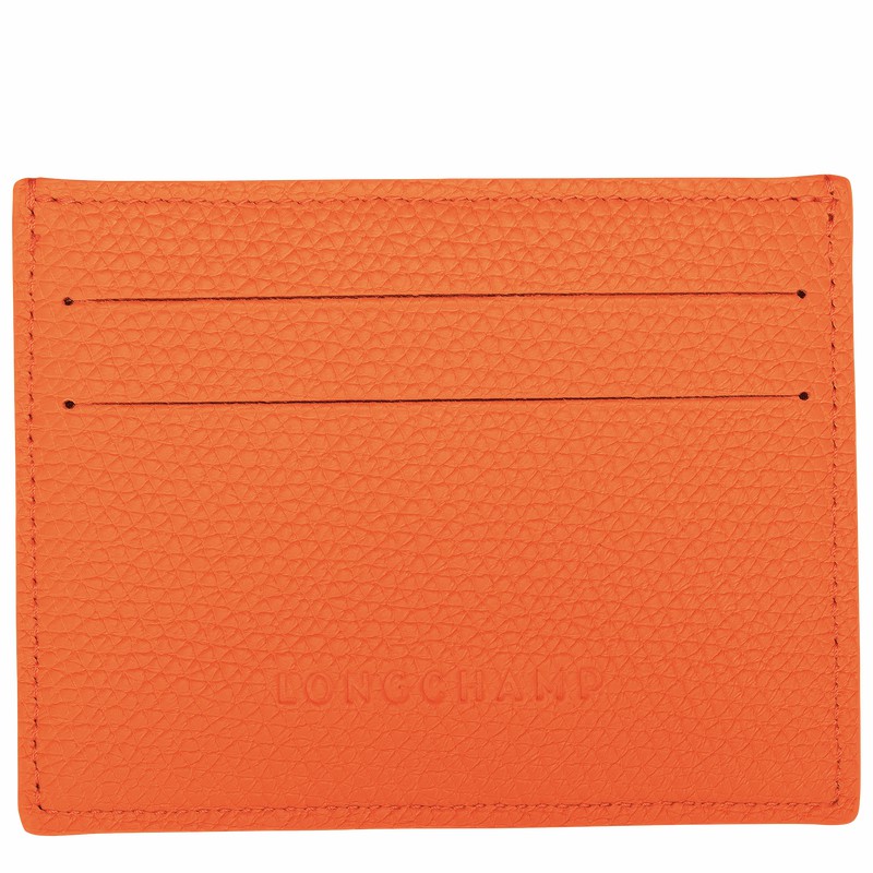 Longchamp Le Roseau Card holder - Leather Orange USA | L3218HFP017