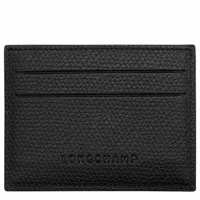 Longchamp Le Roseau Card holder - Leather Black USA | L3218HFP001